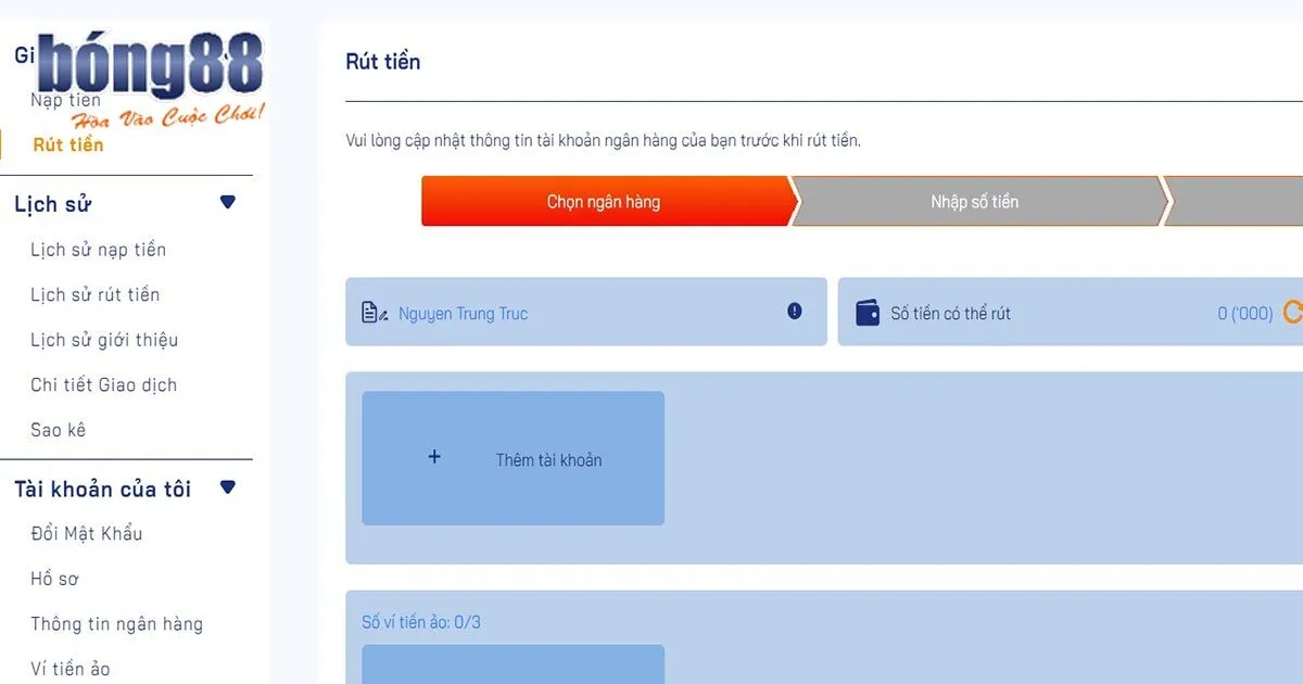 Hướng dẫn rút tiền BONG88 - viva bong 88 an toàn Tính năng rút tiền Bong88